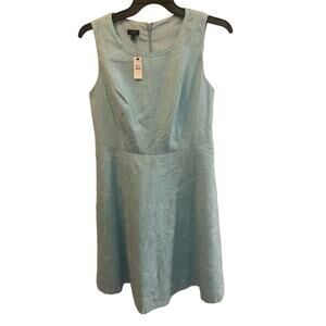 NWT Talbots 10 light Blue semi Formal Embroidered Sleeveless Dress Brocade Party